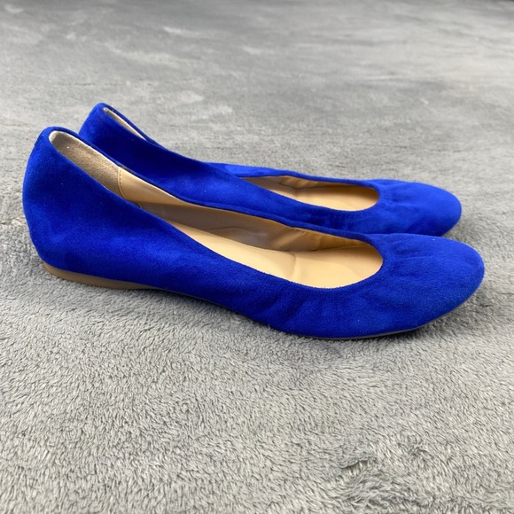 J.Crew Ballet Flats Womens 7 Blue Suede Italian Leather Almond Toe 46198 Italy - Picture 8 of 9